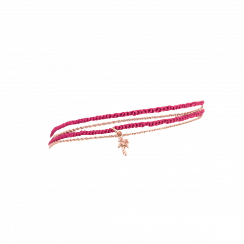 Armkette “Joy” doppelt mit Häkelbändchen & charm, pink