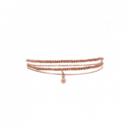 Armkette “Joy” doppelt mit Häkelbändchen & charm, bronzed