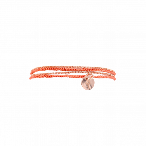Armkette “Joy” doppelt mit Häkelbändchen & charm, orange